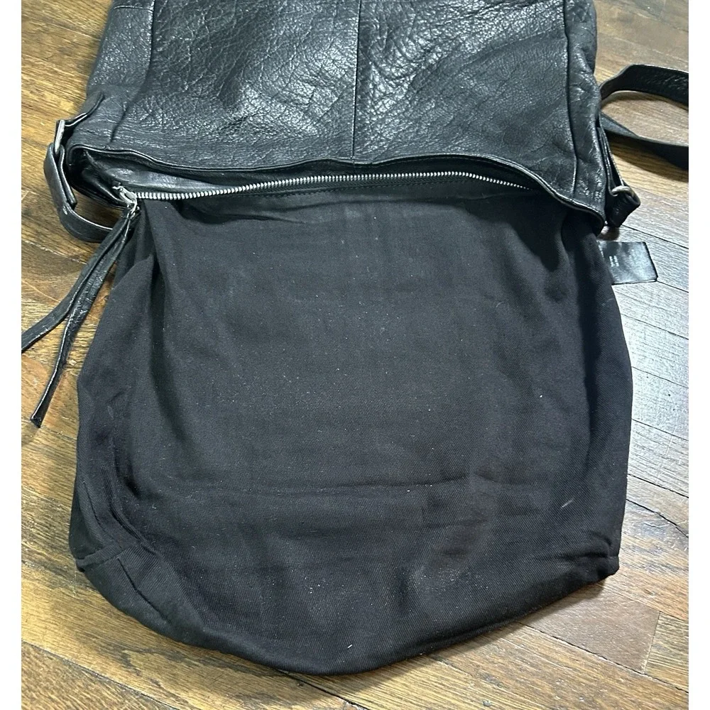 Day & Mood Isa Hobo Black Leather Detailed Large Shoulder Bag w/ Strap Excellent